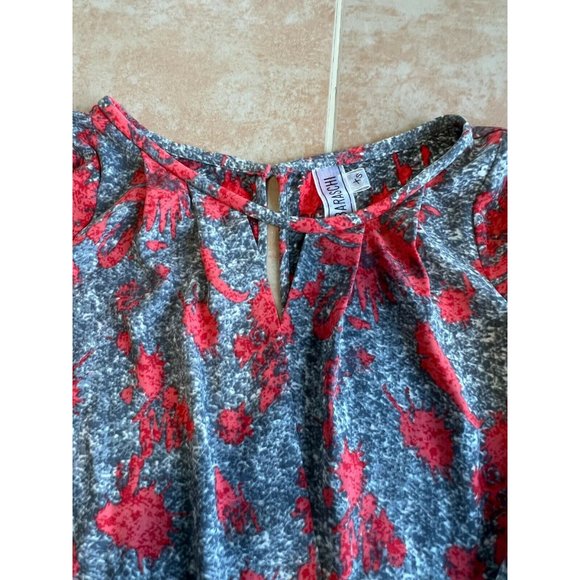 Yoana Baraschi WORN ONCE Printed Faux Wrap Blouse Long Sleeve Gray Red Size XS - Picture 9 of 9